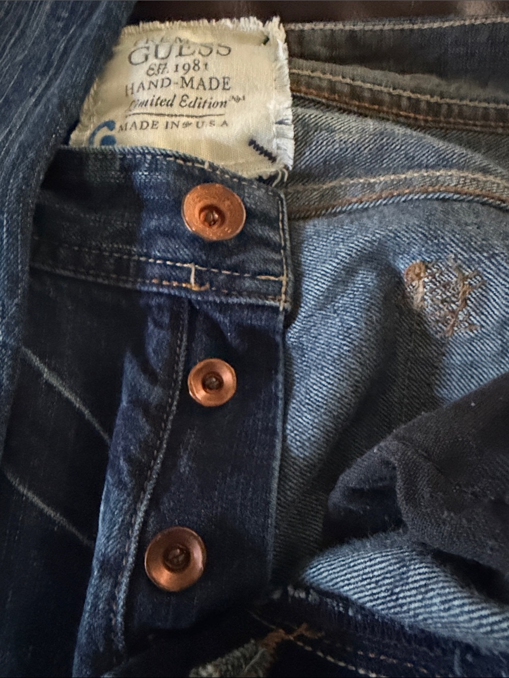 Vintage Premium Guess Hand-Made Limited Edition Flared Jeans 32X34 Made in USA - Picture 13 of 14